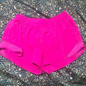 EUC Lululemon Hotty Hot Neon Pink Athletic Shorts size 10 Tall